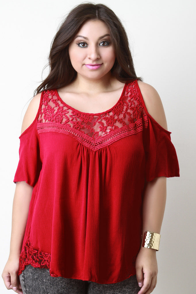 Crochet Lace Cold Shoulders Top