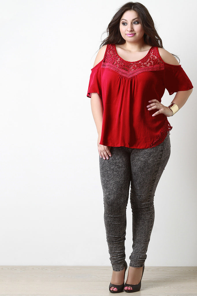 Crochet Lace Cold Shoulders Top