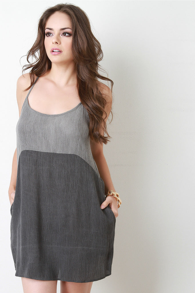 Crinkled Two Tone Sleeveless Dress