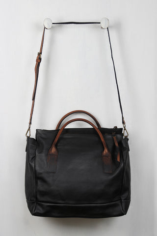 Weathered Vegan Leather Zippered Tote Bag