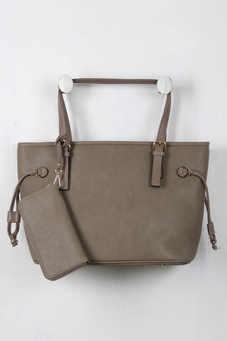 Vegan Leather Three Piece Tote Set