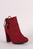 Bamboo Side Lace Up Round Toe Chunky Heel Booties