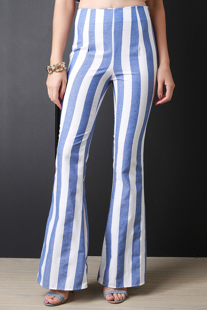 Striped Chambray Flare Pants