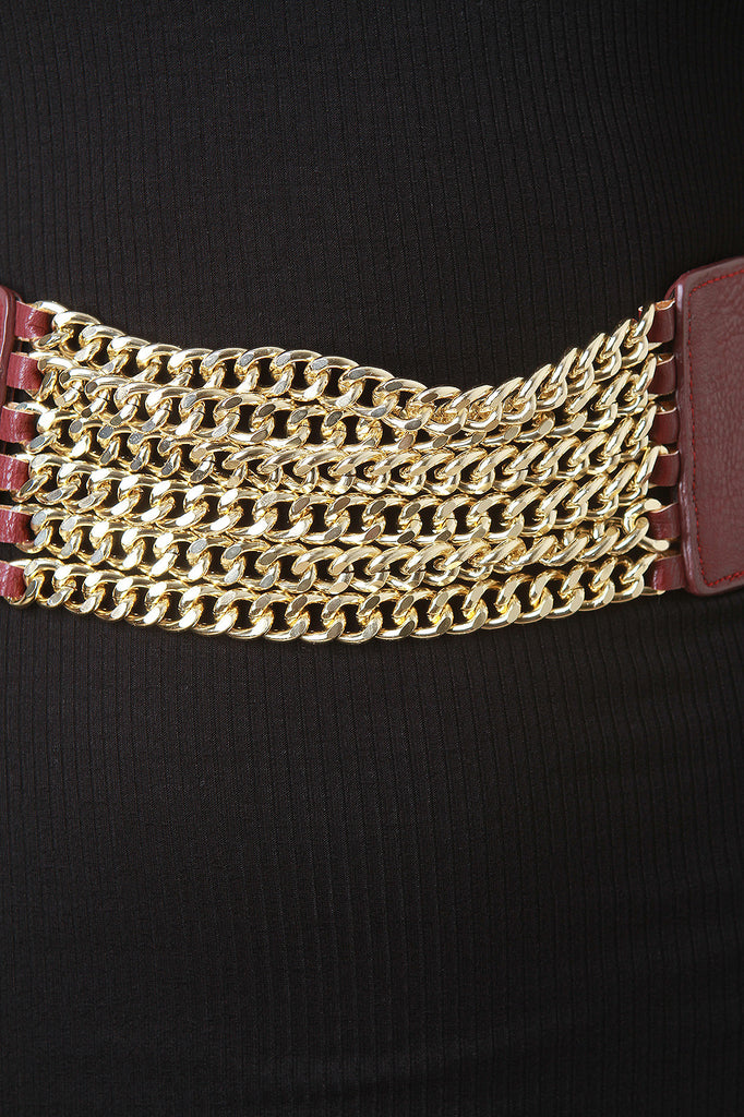 Wide Chain Detail Elastic Belt