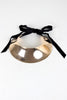 Curved Metal Cuff Vegan Suede Ribbon Choker Set