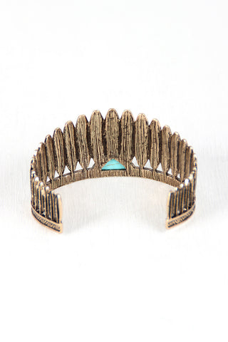 Native Feathers and Marble Cuff Bracelet