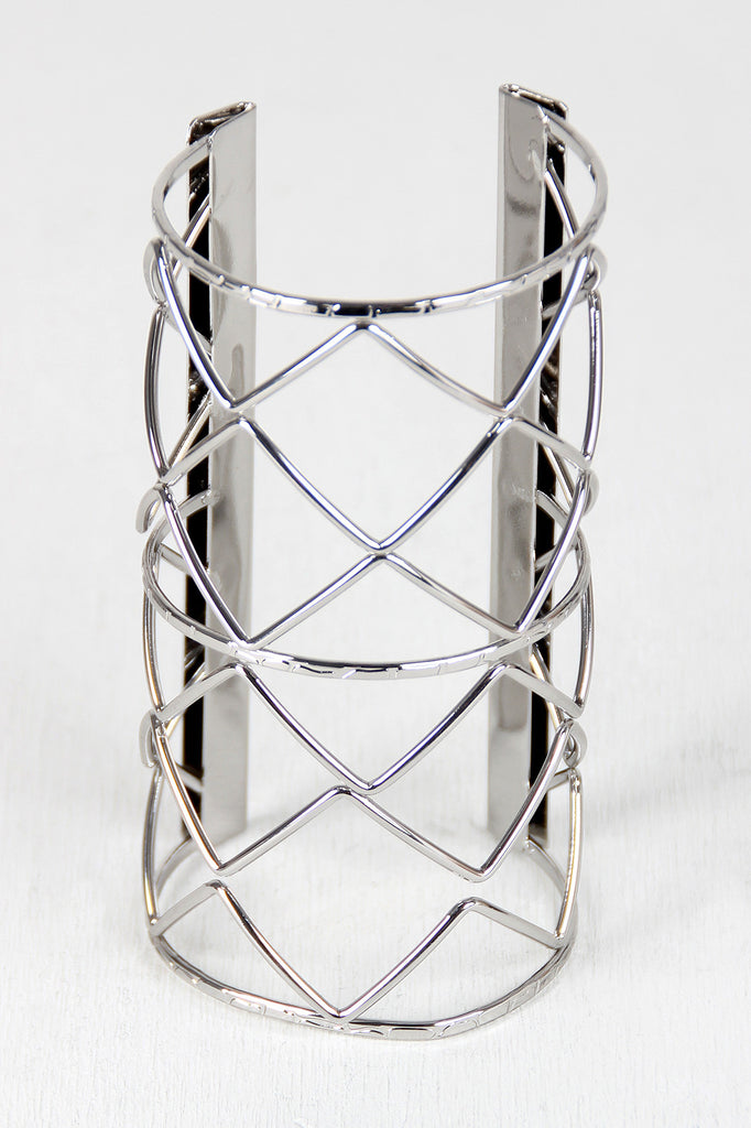 ZigZag Grid Caged Cuff Bracelet