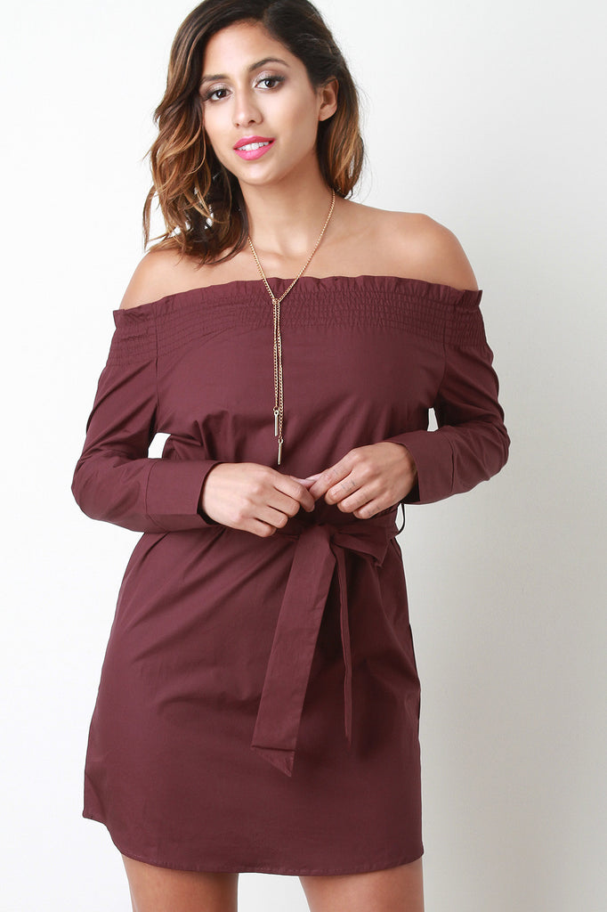 Long Sleeves Off-The-Shoulder Mini Dress