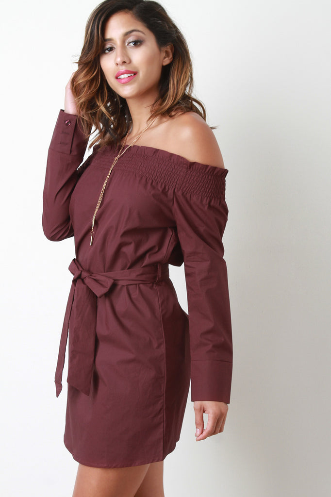 Long Sleeves Off-The-Shoulder Mini Dress