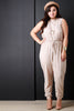 Distressed Hole Mock Neck Sleeveless Jumpsuit