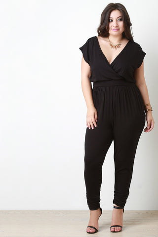 Surplice Cap Sleeves Jumpsuit