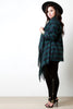 Plaid Fringe Hem Draped Boxy Cardigan