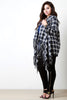 Plaid Fringe Hem Draped Boxy Cardigan