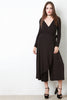 Deep V Wrap Culotte Pant Jumpsuit