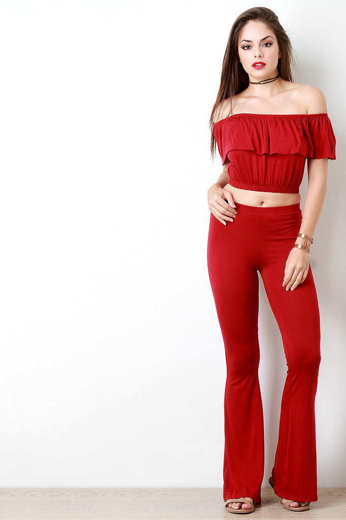 Off The Shoulder Ruffle Crop Top