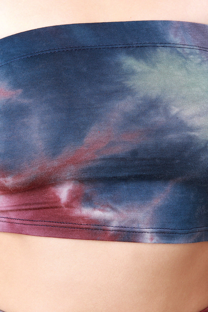 Tie Dye Cloud Banded Sleeves Crop Top