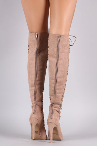 Qupid Over The Knee Cut Out High Heel Boots