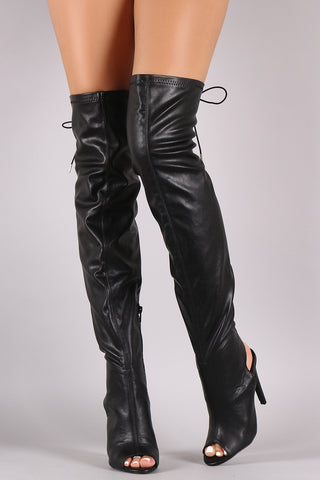 Python Buckled Riding Knee High Boots