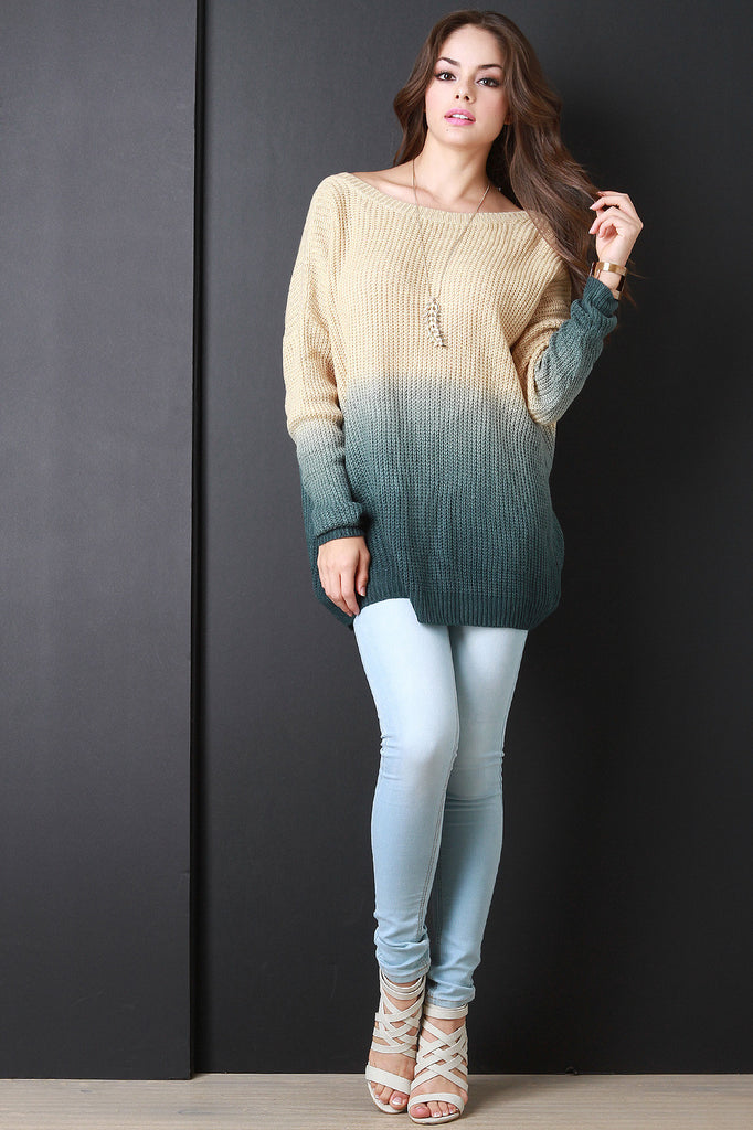 Ombre V-Back Knitted Sweater