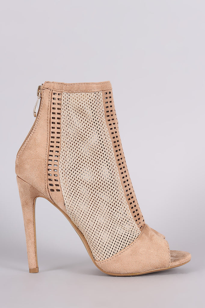 Laser-Cut Mesh Net Stiletto Booties