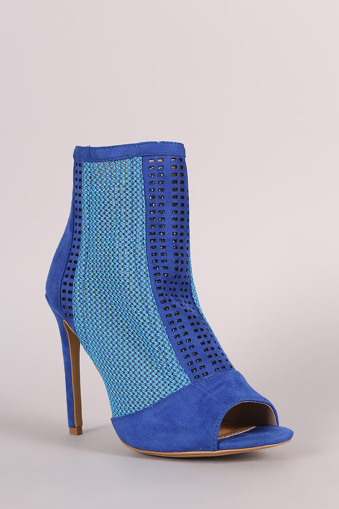 Laser-Cut Mesh Net Stiletto Booties