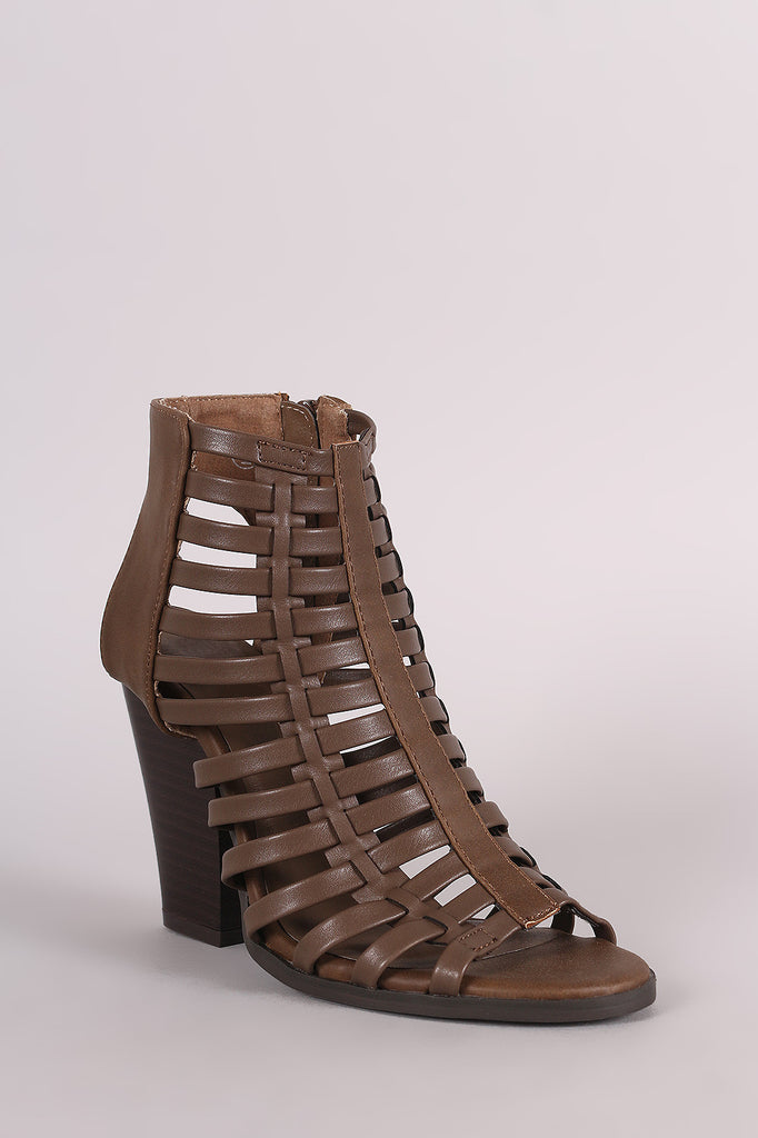 Strappy Cage Tapered Chunky Heel