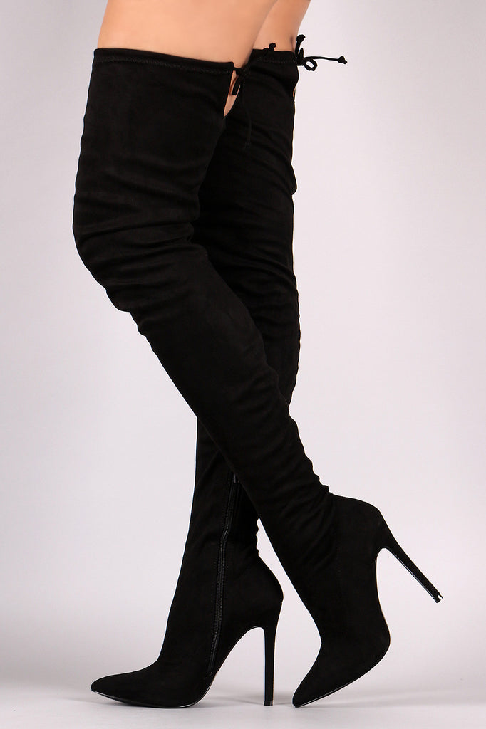 Liliana Suede Over The Knee Pointy Toe Boots