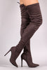 Liliana Suede Over The Knee Pointy Toe Boots