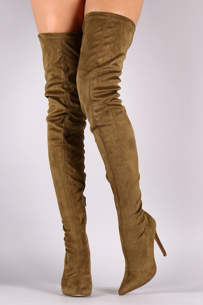 Liliana Suede Over The Knee Pointy Toe Boots