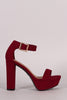 Bamboo Suede Buckle Chunky Platform Heel