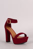 Bamboo Suede Buckle Chunky Platform Heel