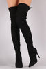 Pointy Toe Drawstring Tie Stiletto Suede Over-The-Knee Boots