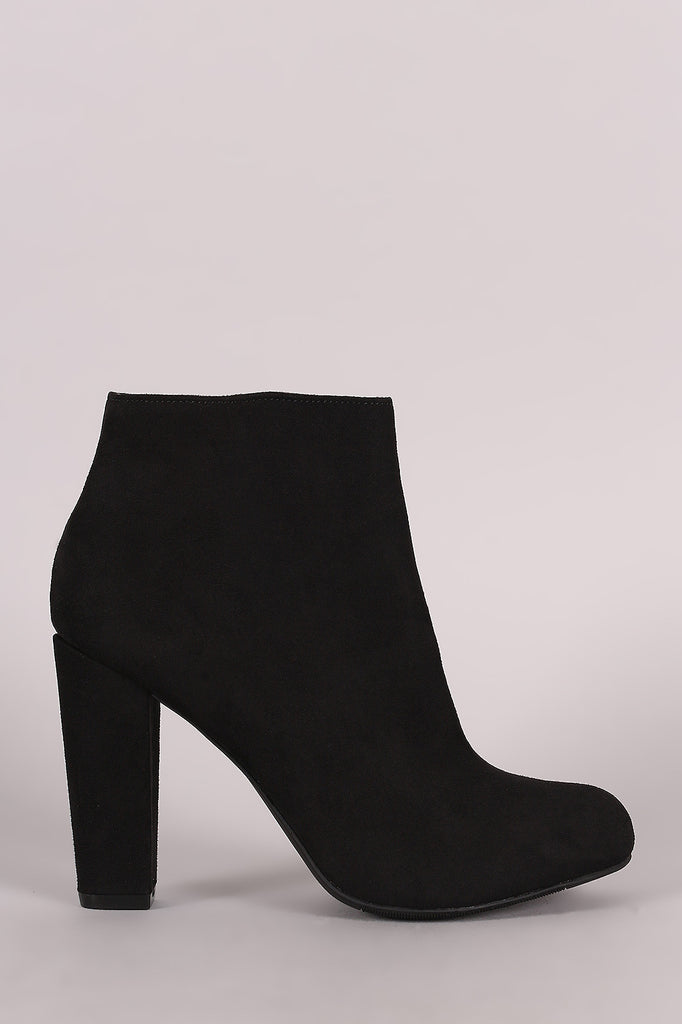 Bamboo Suede Plain Chunky Heeled Booties