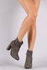 Bamboo Drawstring Tie Chunky Heeled Booties