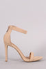 Anne Michelle Nubuck Ankle Strap Single Sole Heel