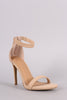 Anne Michelle Nubuck Ankle Strap Single Sole Heel