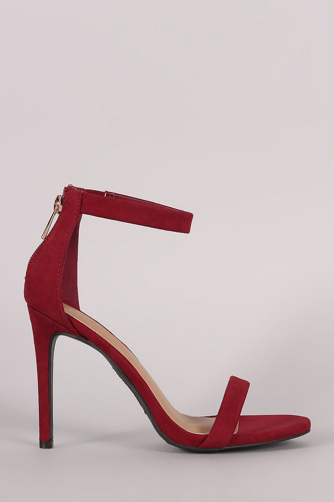 Anne Michelle Suede Ankle Strap Single Sole Heel