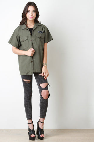 Rock Patch Button-Up Mechanic Top