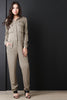 Patch Button Up Long Sleeve Jumpsuit