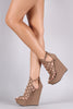 Breckelle Nubuck Caged Platform Wedge