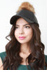 Vegan Leather Pom Pom Baseball Hat