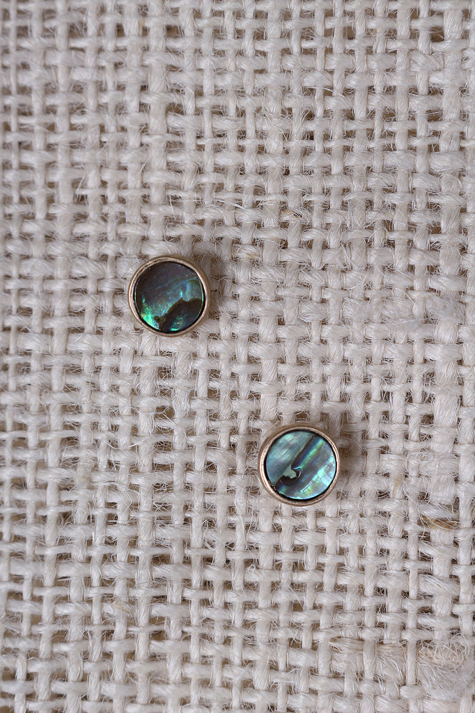 Circle Abalone Shell Stud Earrings