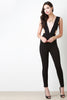 Mesh Deep V-Neck Wide Shoulder Jumpsuit