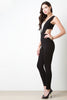 Mesh Deep V-Neck Wide Shoulder Jumpsuit