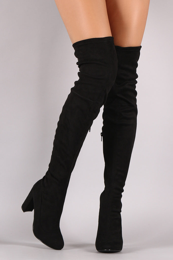 Liliana Suede Drawstring Tie Chunky Heeled Over-The-Knee Boots