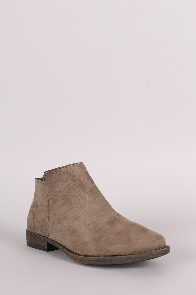 Bamboo Suede Flat Ankle Boots