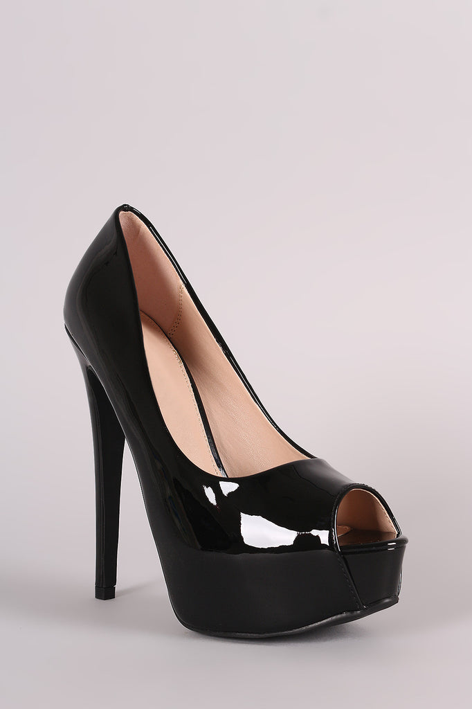 Liliana Peep Toe Patent Stiletto Platform Pump