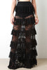 Semi-Sheer Floral Lace Ruffle Tier Maxi Skirt