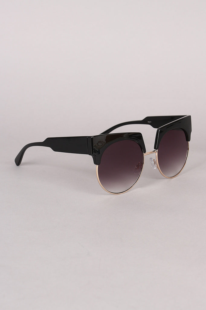 Semi Rimless Horn Rimmed Sunglasses