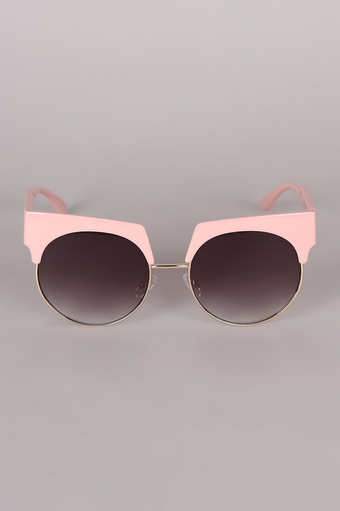 Semi Rimless Horn Rimmed Sunglasses